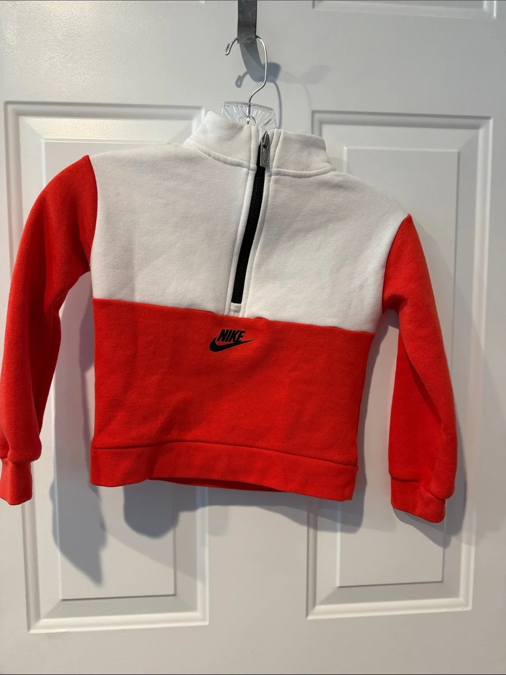 Size 4 Nike White & Orange Half Zip Pullover
